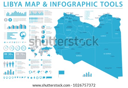 Libya Map - Detailed Info Graphic Vector Illustration