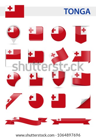 Tonga Flag Set - Vector Illustration