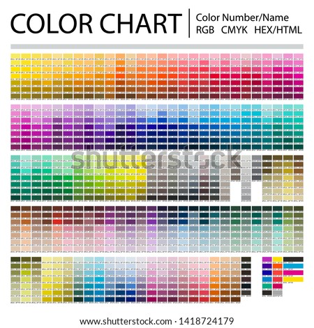 Color Chart. Print Test Page. Color Numbers or Names. RGB, CMYK, HEX HTML codes. Vector color palette.