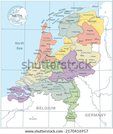 Map of Netherlands - highly detailed vector illustration