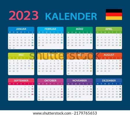 Vector template of color 2023 calendar - German version Stock foto © 