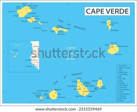 Cape Verde map - highly detailed vector illustration