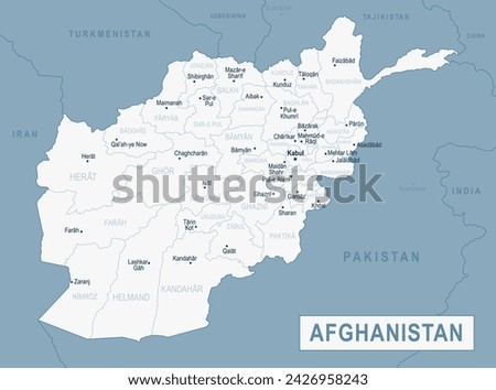 Afghanistan Map. Detailed Vector Illustration of Afghani Map. Stock Template