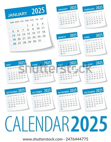 2025 Calendar Leaves Set - Illustration