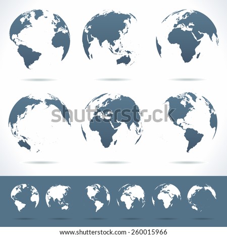 Globes set - illustration
Vector set of different globe views
No contours.
