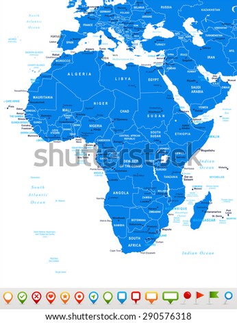 Africa - map and navigation icons - illustration