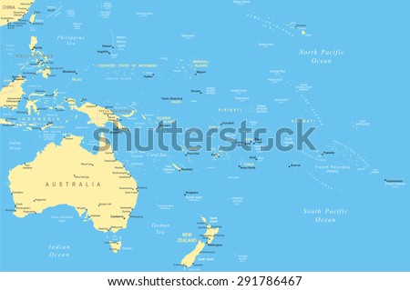 Australia and Oceania - map - illustration

