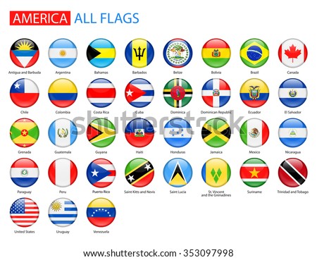 Round Glossy Flags of America - Full Vector Collection
Vector Set of American Flag Icons:
North America, Central America, South America
