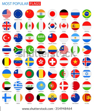 Flat Round Most Popular Flags - Vector Collection Vector Set Of ...