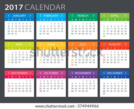2017 Calendar - illustration
Vector template of color 2017 calendar
