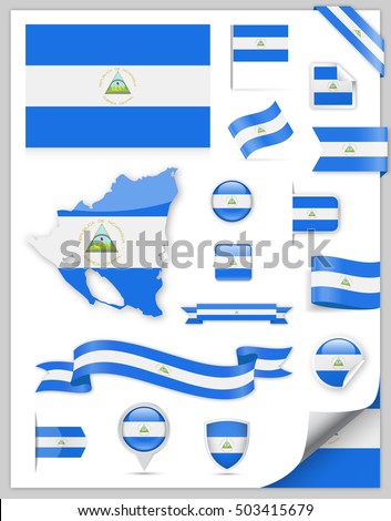 Nicaragua Flag Set - Vector Collection