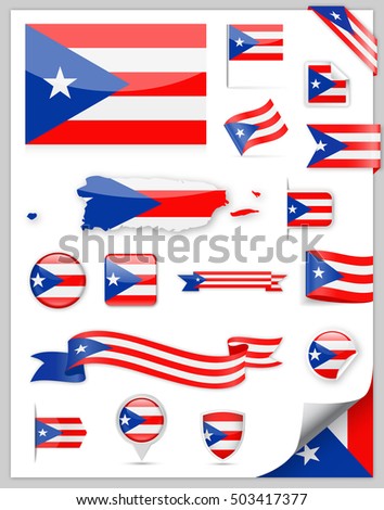 Puerto Rico Flag Set - Vector Collection