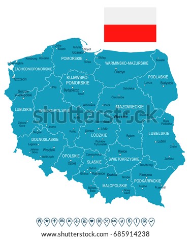 Poland map and flag - vector illustration