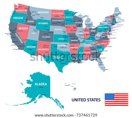 United States map and flag - vector illustration