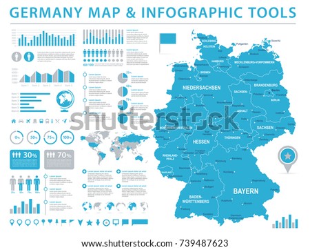 Germany Map - Detailed Info Graphic Vector Illustration