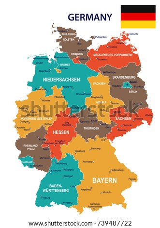 Germany map and flag - vector illustration