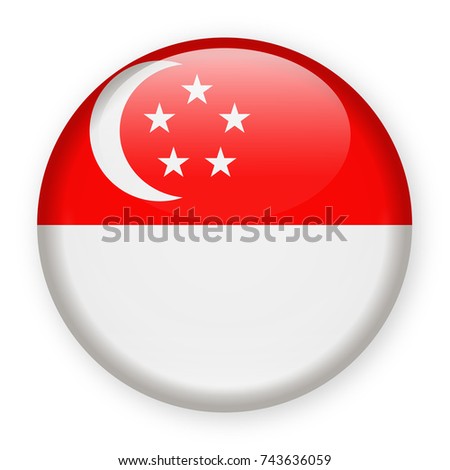 Singapore Flag Vector Round Icon - Illustration