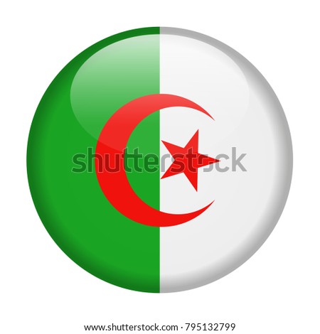 Algeria Flag Vector Round Icon - Illustration