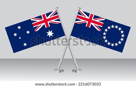 Crossed flags of Australia and Cook Islands. Official colors. Correct proportion. Banner design