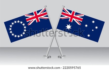 Crossed flags of Cook Islands and Australia. Official colors. Correct proportion. Banner design