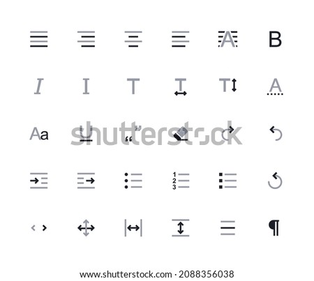 Editing and formatting icons set. Two-color set size 24x24.