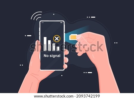SIM card concept in vector illustration. Mobile network with microchip technology. Modern telecommunications, people using mobile Internet and telephone. Foto d'archivio © 