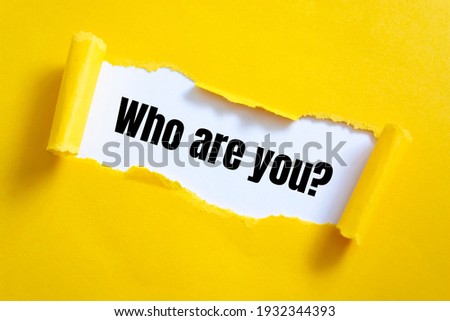 Similar – Image, Stock Photo Who are you? | Teacher points with her hand to the question on the board