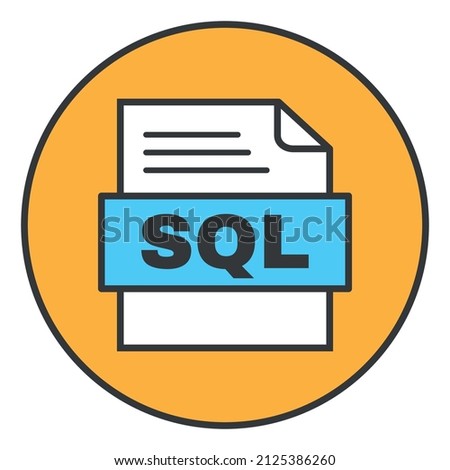 SQL File Document Icon In Trendy Style Isolated Background