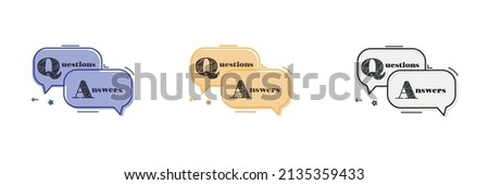 FAQ, questions and answers icon. Line, glyph and filled outline colorful version, Q and A speech outline and filled vector sign. Symbol, logo illustration. Vector graphics