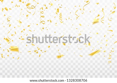 Celebration background template with confetti and gold ribbons. luxury greeting rich card.