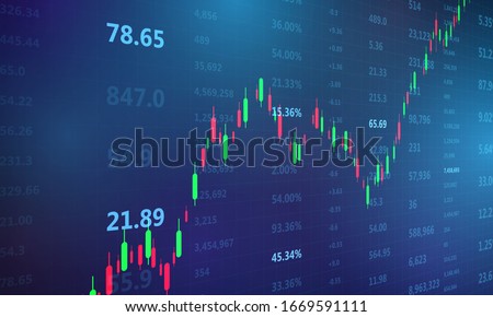 stock market, economic graph with diagrams, business and financial concepts and reports, abstract blue technology communication concept vector background