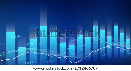 stock market crash caused by, economic graph with diagrams, business and financial concepts and reports, abstract blue technology communication concept vector background