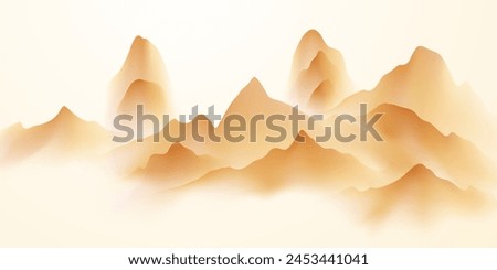 Modern design vector illustration of beautiful Chinese ink landscape painting.