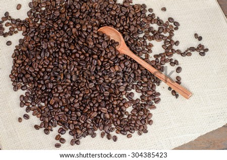 preparation for a coffee menu is made from coffee beans, line and burlap