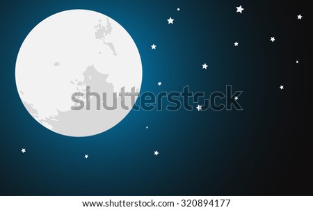 Illustration of a sky with stars and a moon