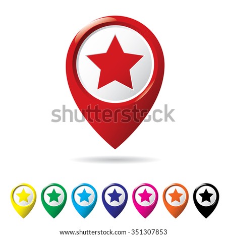 Star favorite pin map icon. Map icon set