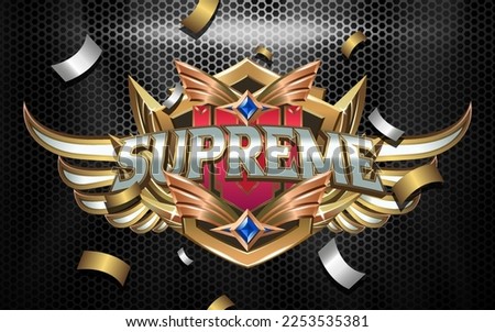 Supreme Esport Team Logo 3d Text Effect with Winged Emblem