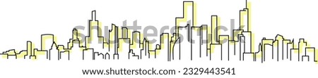 modern cityscape of the city of Chicago in thin line. Vector city landscape