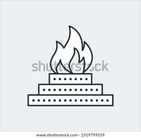 In Vedic Hinduism, a ritual done in front of sacred fire with mantras is Yagya [Worshipping the Supreme lord or Rendering service to the Almighty] Creative Conceptual Vector Graphic Illustration icon.