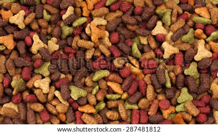Square or rectangular frame of pet (dog or cat) food for background