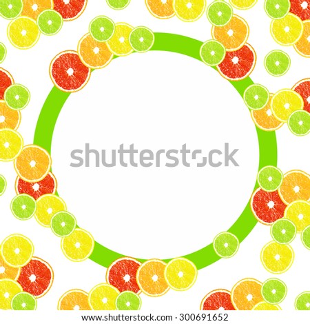 Citrus isolated on a white background with frames for design