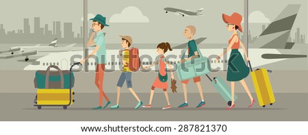 Family at an airport transit 