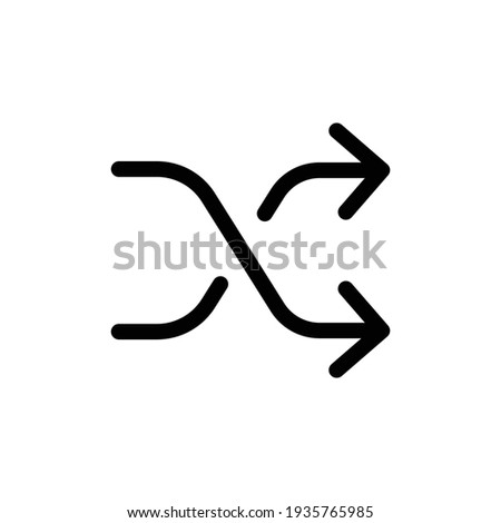 Black shuffle crossed arrows flat design icon, 2 way mixed arrows, interface concept elements app ui ux web button logo, modern graphic glyphs flat design vector eps 10 isolated on white background