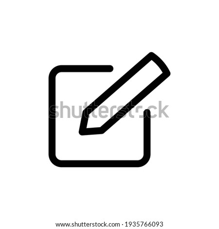 Pencil Icon for Graphic Design Projects. Pencil writing text on paper icon. Writing pad icon. Line style. Edit document symbol
