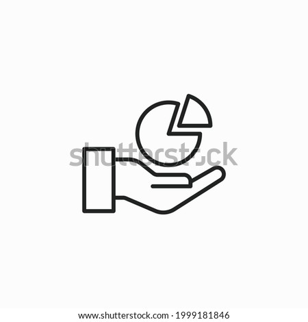 Hand Giving A Pie Chart. Data usage pie chart in hand icon vector. Hand Pie Chart Icon Vector. Hands give circle diagram illustration. Report Graph Logo. Audit Symbol.