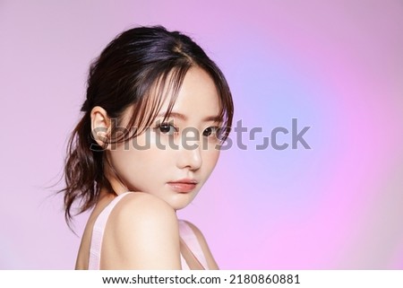 Beauty portrait of young Asian woman on colorful background Stock foto © 