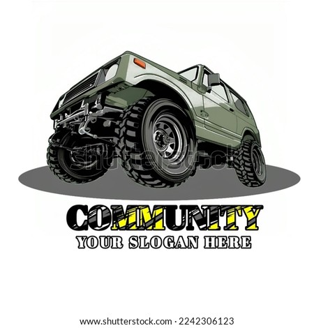 Cartoon style off-road vehicle suitable for logo design. Illustration Vector
