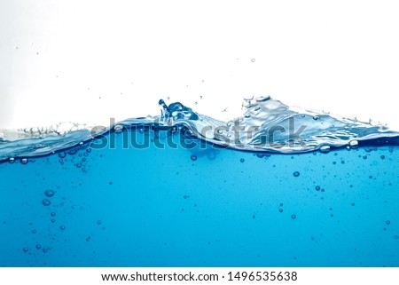 blue water surface with splash, waves and air bubbles on white background Foto stock © 