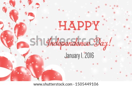 Greenland Independence Day Greeting Card. Flying Balloons in Greenland National Colors. Happy Independence Day Greenland Vector Illustration.