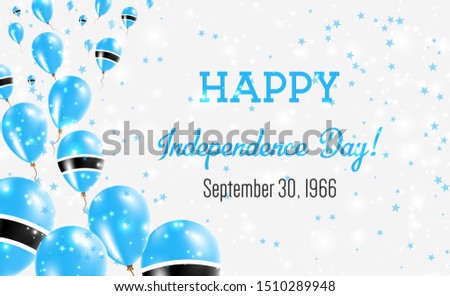 Botswana Independence Day Greeting Card. Flying Balloons in Botswana National Colors. Happy Independence Day Botswana Vector Illustration.